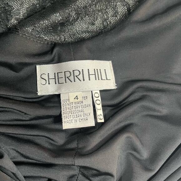 Sherri Hill Black Rouched Lace Draped Jewel Straps Bodycon Mini Dress Size 4 - Picture 10 of 15